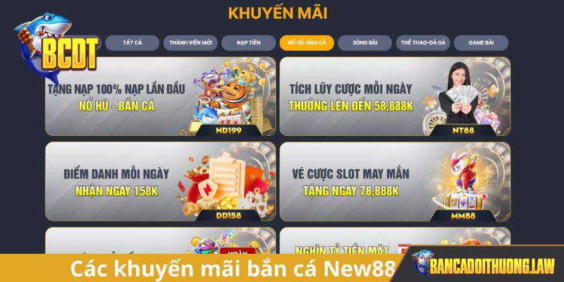Các khuyến mãi bắn cá New88 đỉnh cao